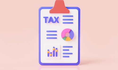 Tax financial statistics graph on clipboard paper. government taxation, financial management, graph analytics, payment and business tax concept. 3d icon rendering illustration. cartoon minimal style